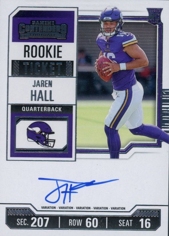 Jaren Hall 2023 Contenders #116 Rookie Ticket Auto Variation Rookie SGC 9.5