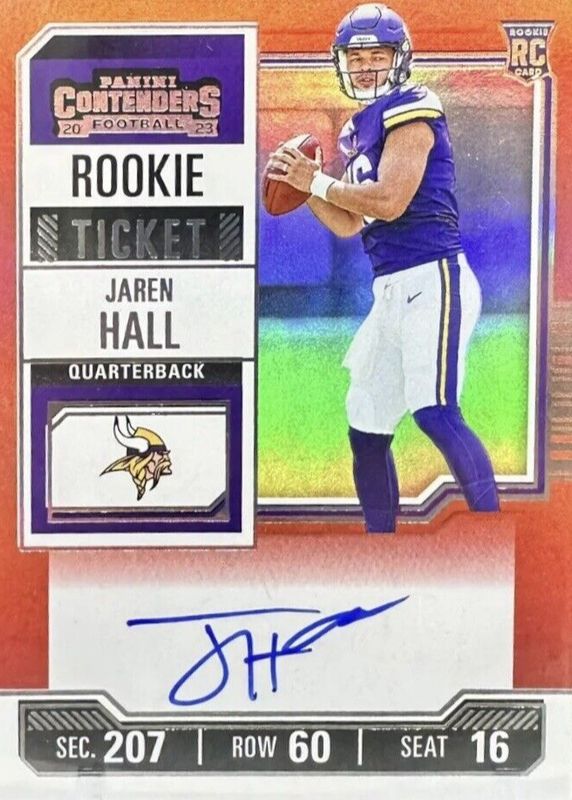 Jaren Hall 2023 Contenders #116 Rookie Ticket Auto - Red Zone Ticket Rookie SGC 9.5