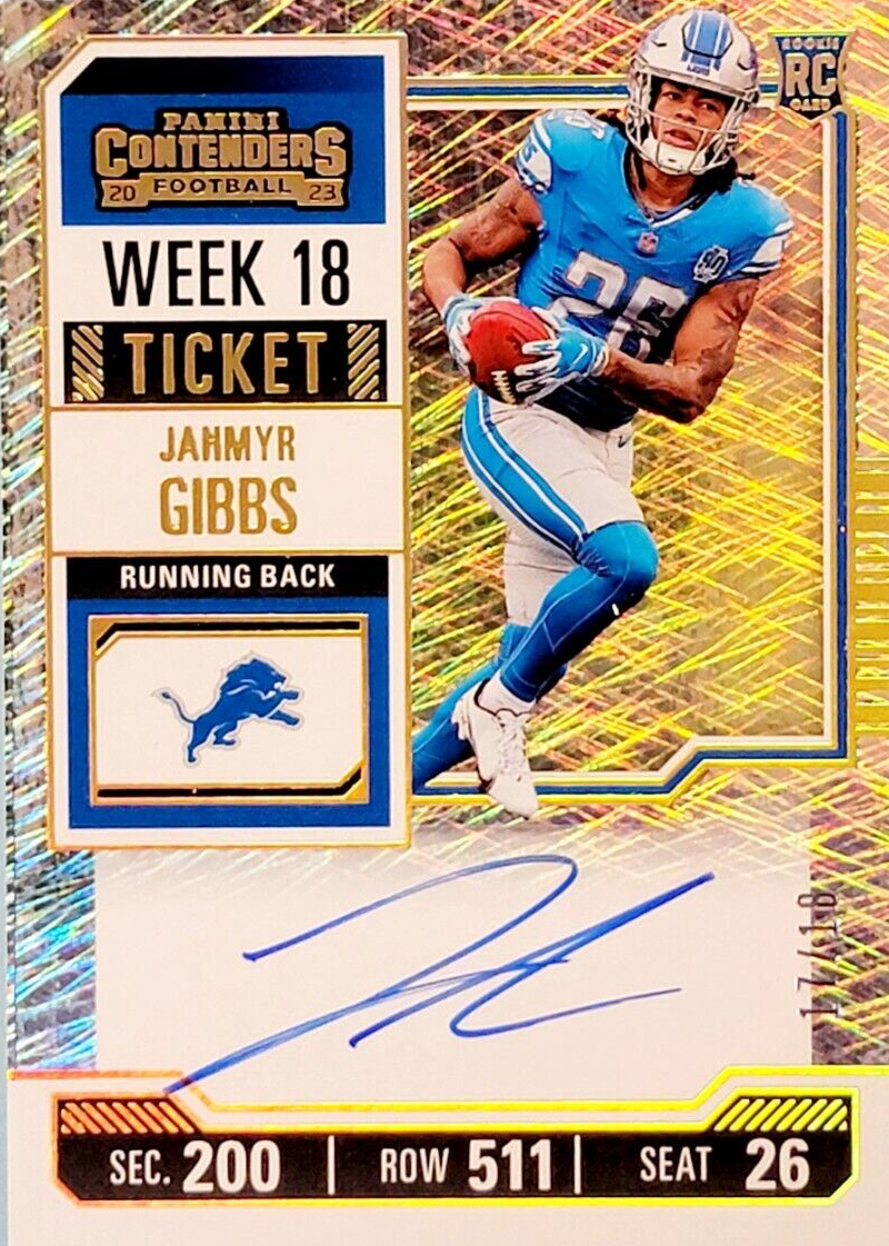 Jahmyr Gibbs 2023 Contenders #112 Rookie Ticket Auto - Week
