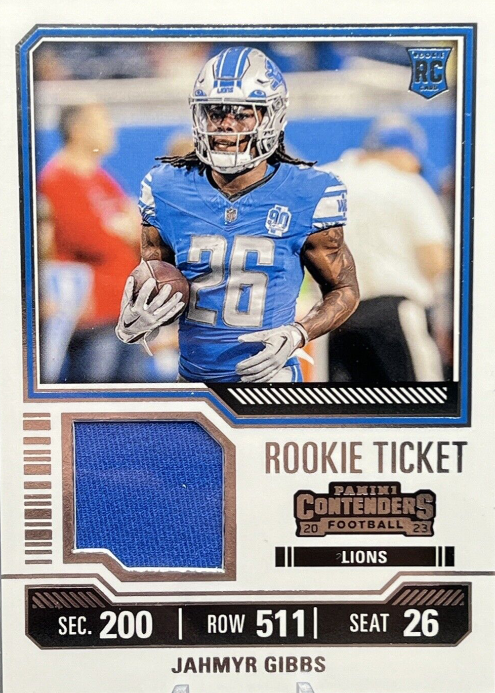 Jahmyr Gibbs 2023 Contenders #TS12 Rookie Ticket Swatches Price