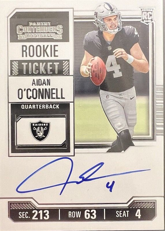 Aidan O'Connell 2023 Contenders #101 Rookie Ticket Auto Rookie BGS 9.5