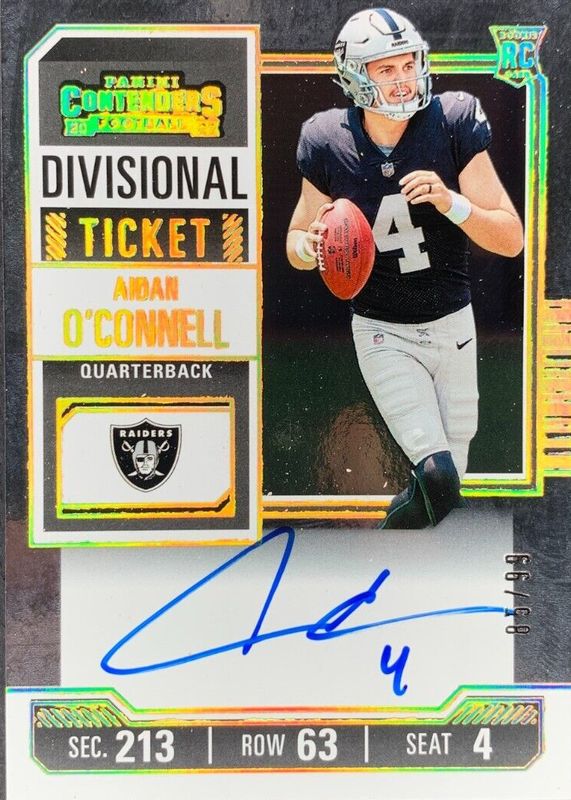 Aidan O'Connell 2023 Contenders #101 Rookie Ticket Auto - Divisional Ticket /99 RAW