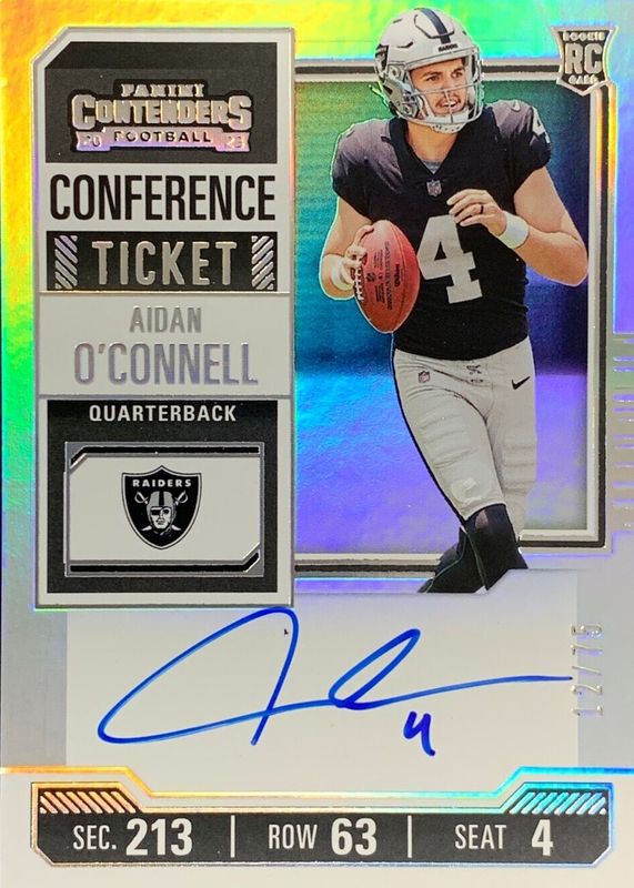 Aidan O'Connell 2023 Contenders #101 Rookie Ticket Auto - Conference Ticket /75 PSA 10