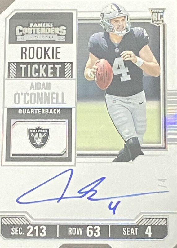 Aidan O'Connell 2023 Contenders #101 Rookie Ticket Auto - Ticket Stub (/4) PSA 10