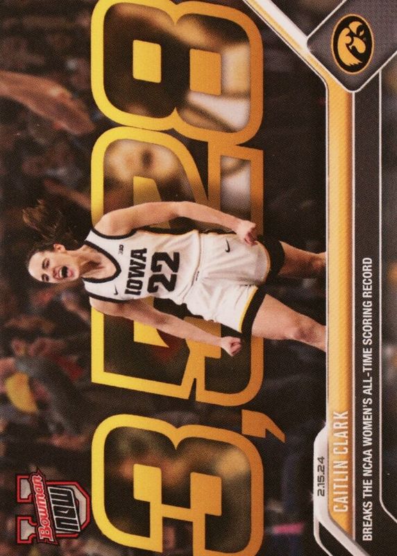 2024 Bowman U Caitlin Clark TCC Gem Mint 10 – 3 Point Scoring Record Card
