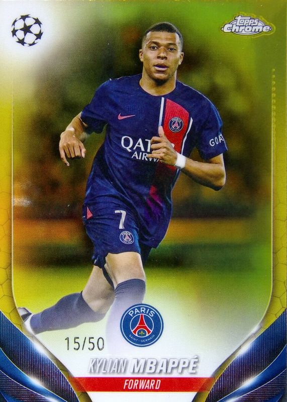 Kylian Mbappe 2023 Topps Chrome UEFA Club Competitions #21 Gold Refractor /50 PSA 10