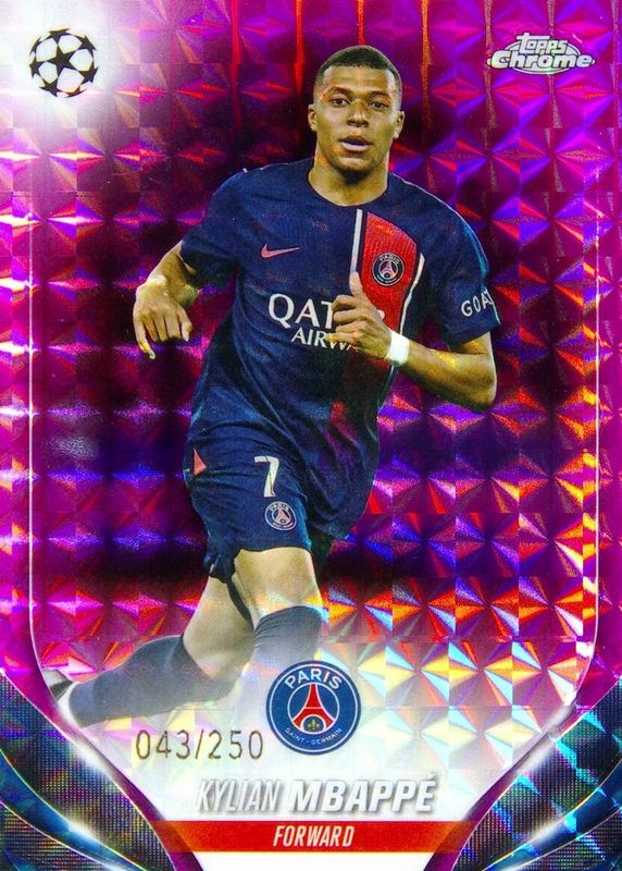 Kylian Mbappe 2023 Topps Chrome UEFA Club Competitions #21 Pink Geometric Refractor /250 PSA 10