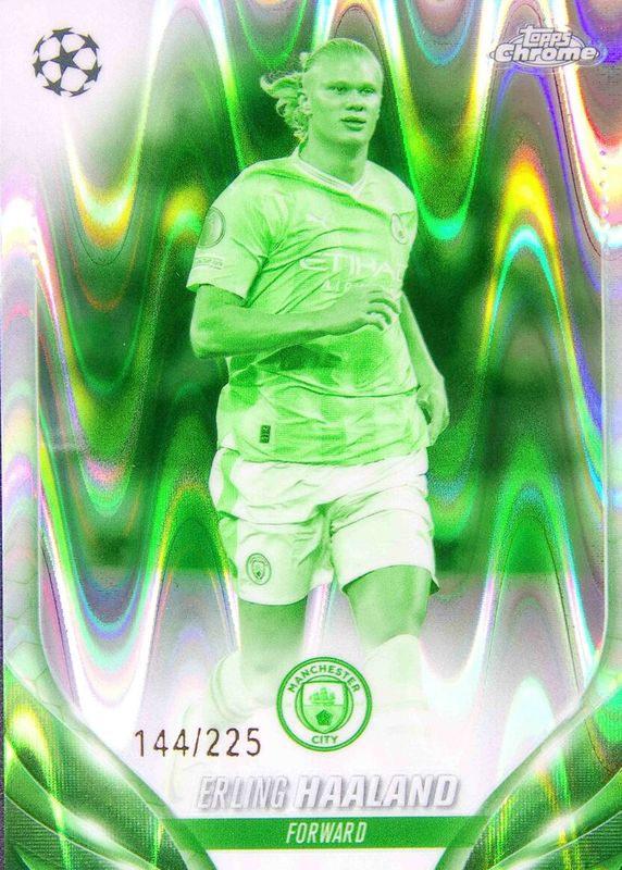 Erling Haaland 2023 Topps Chrome UEFA Club Competitions #39 Night Vision RayWave Refractor /225 RAW