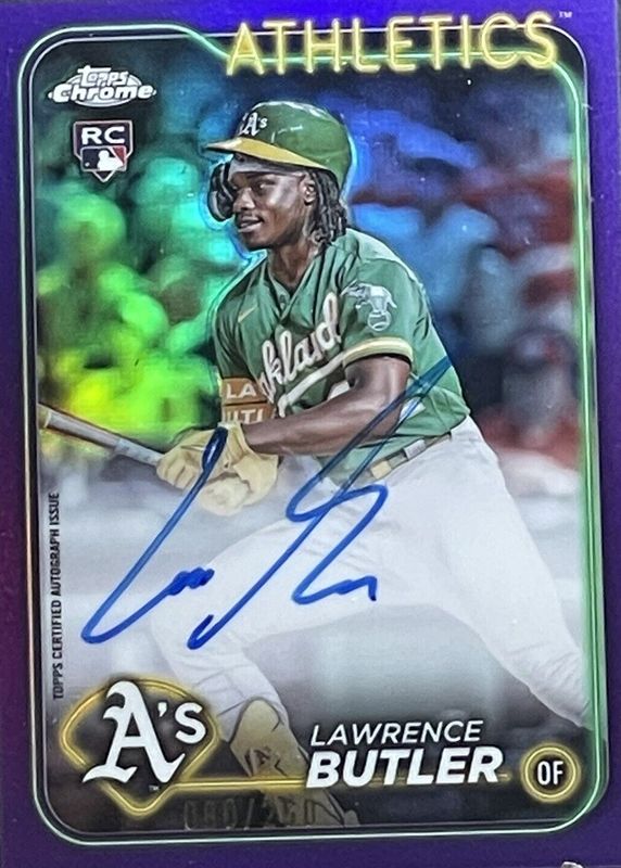 Lawrence Butler 2024 Topps Chrome #RA-LBU Rookie Autographs - Purple Refractor /250 Rookie RAW