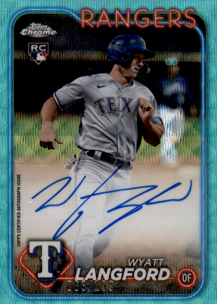 Wyatt Langford 2024 Topps Chrome #RA-WL Rookie Autographs - Aqua