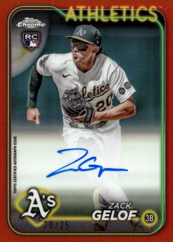 Zack Gelof 2024 Topps Chrome #RA-ZG Rookie Autographs - Orange Refractor /25 PSA 10