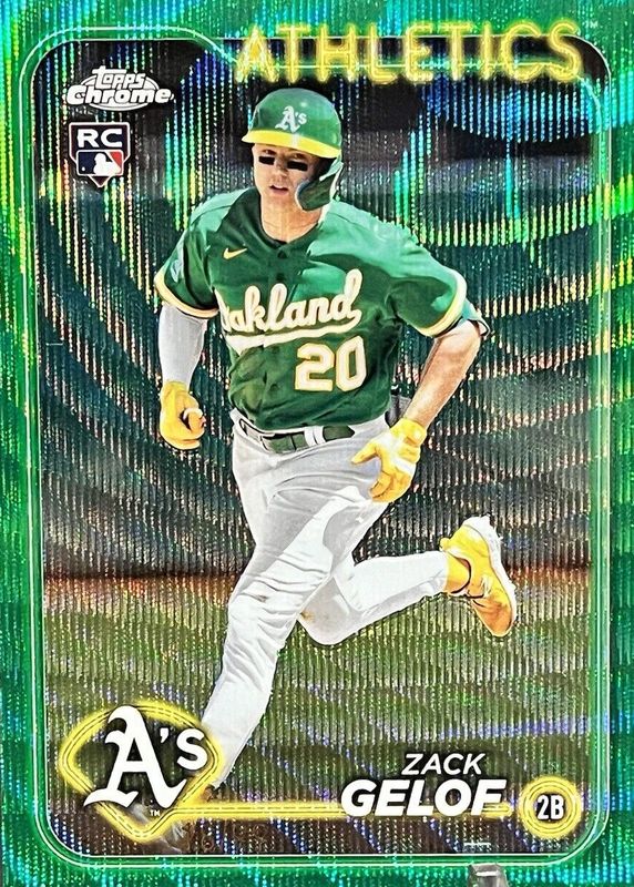 Zack Gelof 2024 Topps Chrome #282 Green Wave Refractor /99 Rookie PSA 10