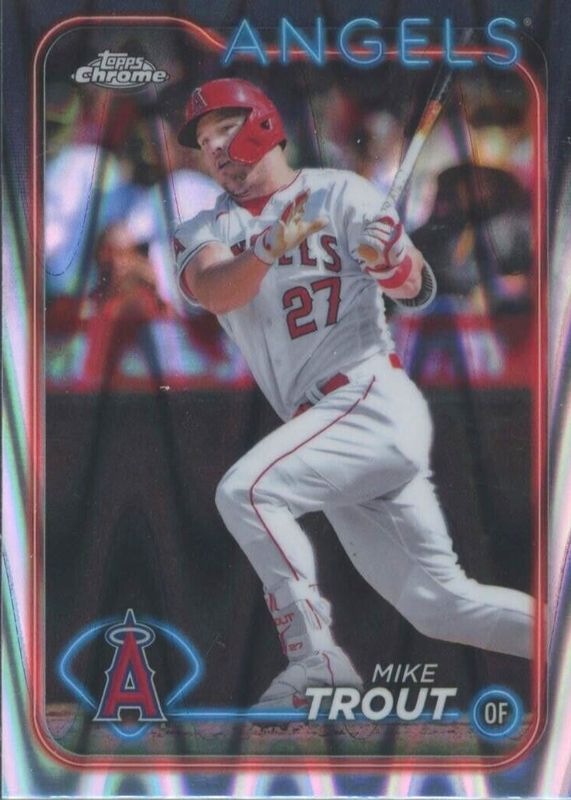 Mike Trout 2024 Topps Chrome #200 RayWave Refractor SGC 9