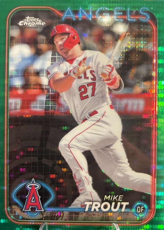 Mike Trout 2024 Topps Chrome #200 Green Sonar Refractor /99 SGC 10