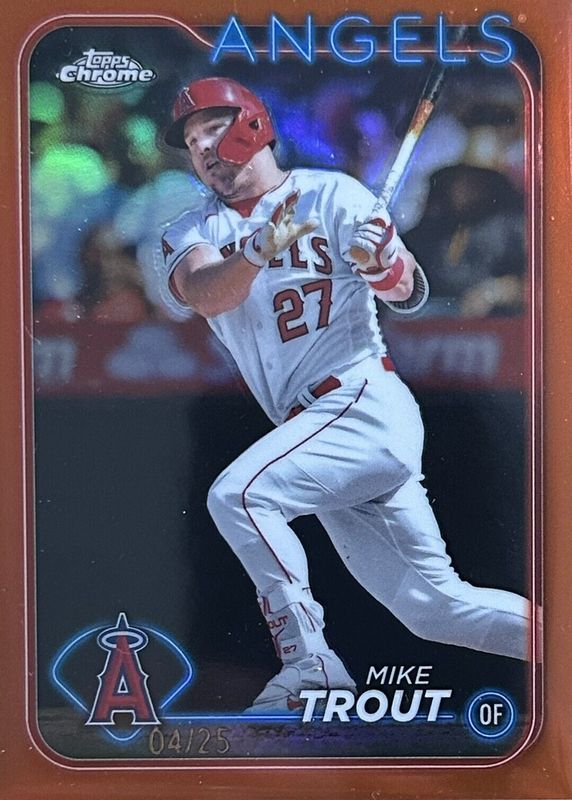 Mike Trout 2024 Topps Chrome #200 Orange Refractor /25 BGS 9