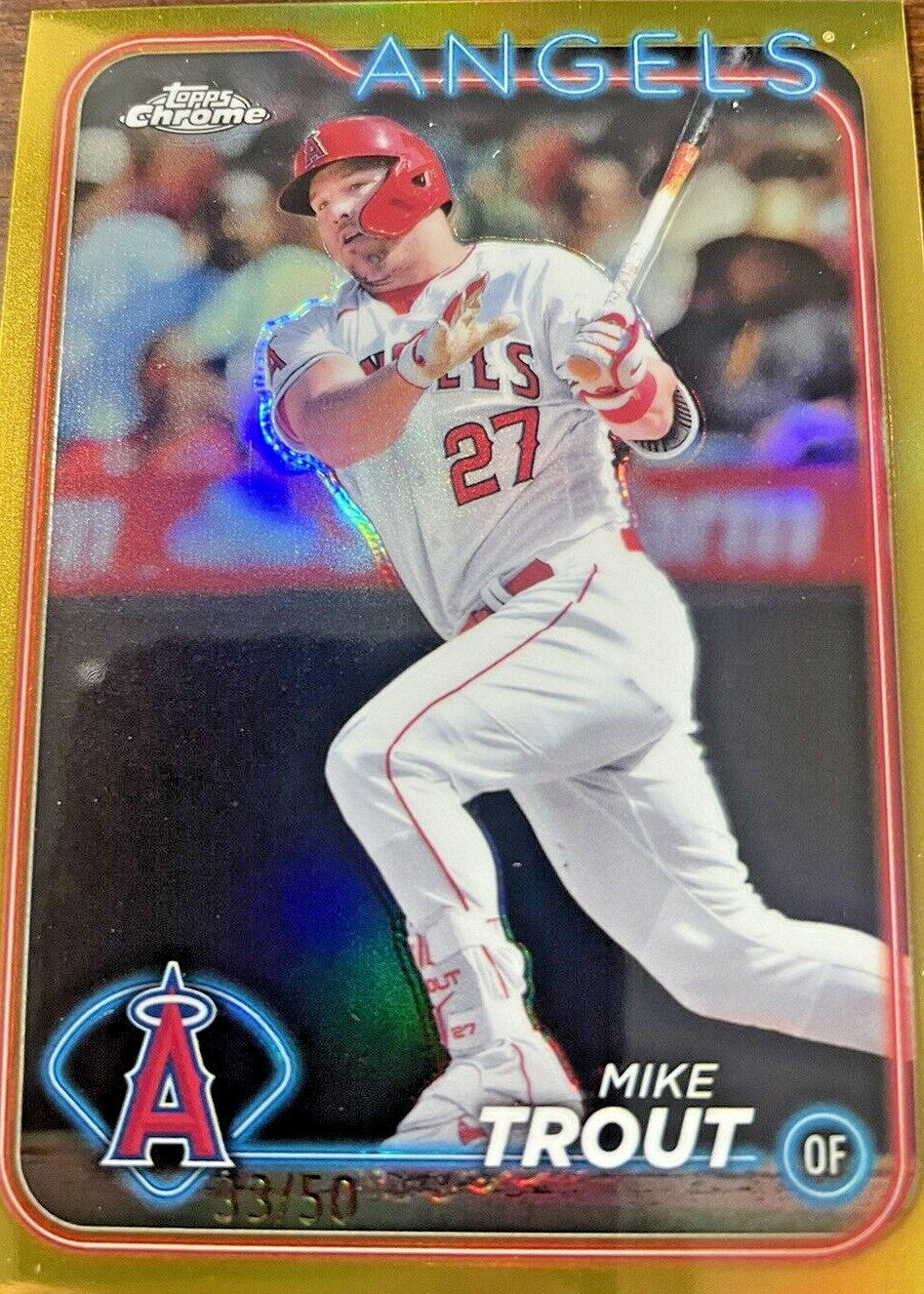 Mike Trout 2024 Topps Chrome #200 Gold Refractor /50 Price Guide 