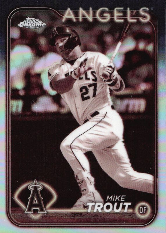 Mike Trout 2024 Topps Chrome #200 Sepia Refractor PSA 8