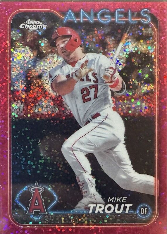 Mike Trout 2024 Topps Chrome #200 Magenta Speckle Refractor /350 PSA 10