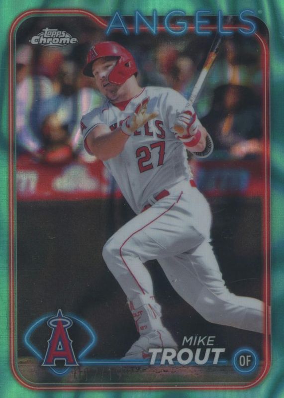 Mike Trout 2024 Topps Chrome #200 Aqua Lava Refractor /199 BGS 9.5