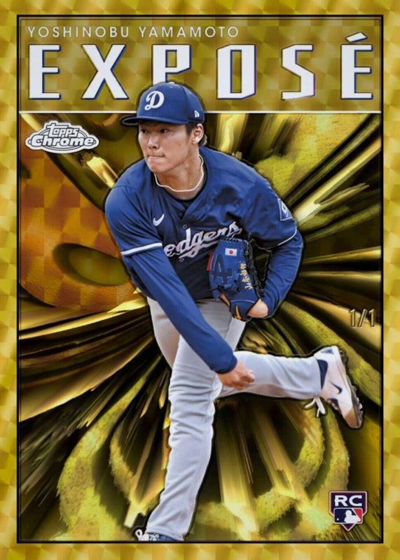 Yoshinobu Yamamoto 2024 Topps Chrome #TCE-31 Expose - Superfractor /1 Rookie SGC 9