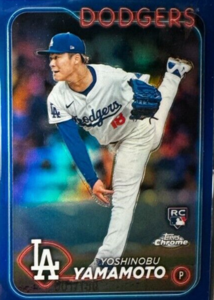 Yoshinobu Yamamoto 2024 Topps Chrome #18 Blue Refractor /150