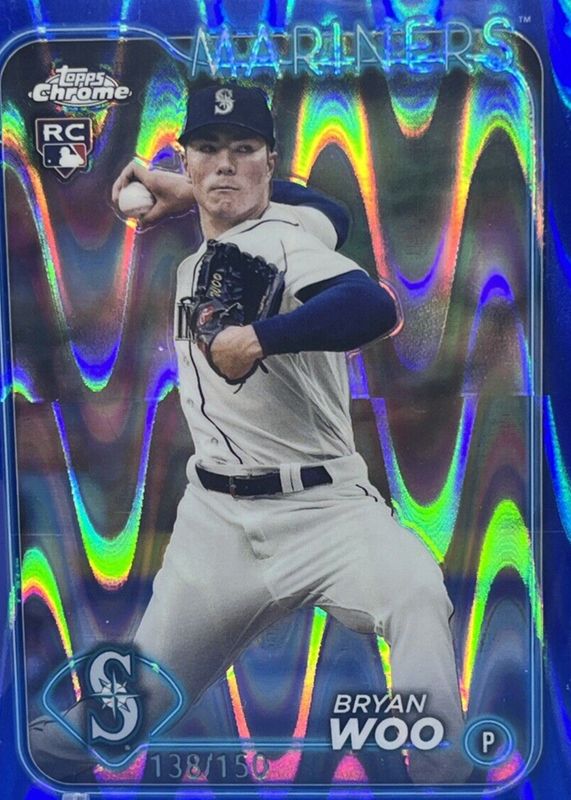 Bryan Woo 2024 Topps Chrome #172 Blue RayWave Refractor /150 Rookie SGC 10