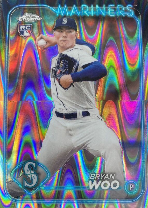 Bryan Woo 2024 Topps Chrome #172 RayWave Refractor Rookie RAW