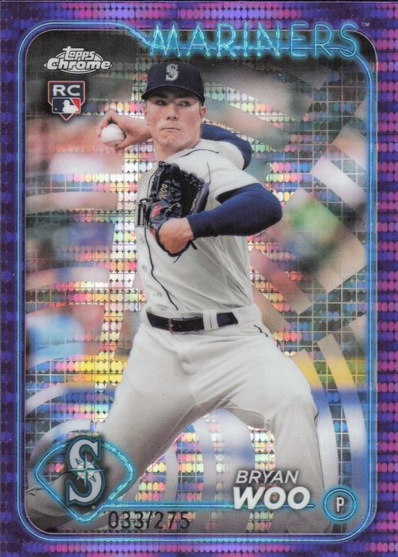 Bryan Woo 2024 Topps Chrome #172 Purple Sonar Refractor /275 Rookie SGC 10