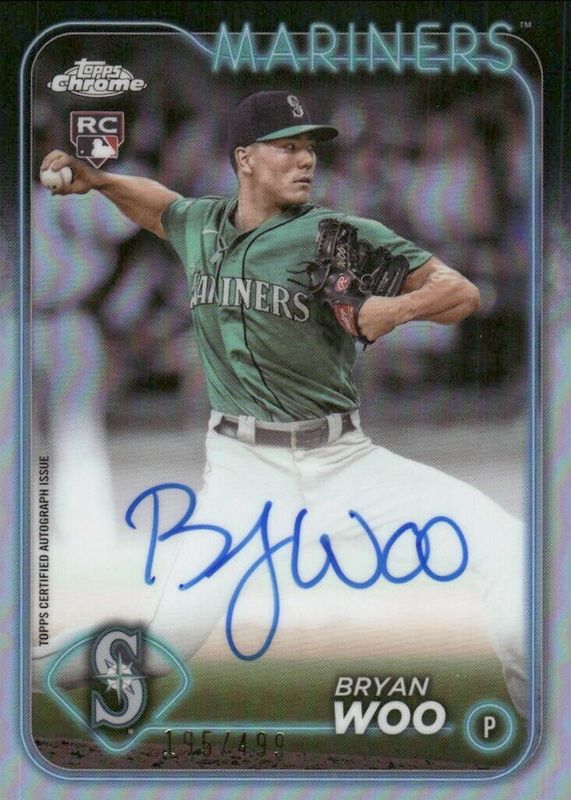 Bryan Woo 2024 Topps Chrome #RA-BWO Rookie Autographs - Refractor /499 Rookie BGS 9.5