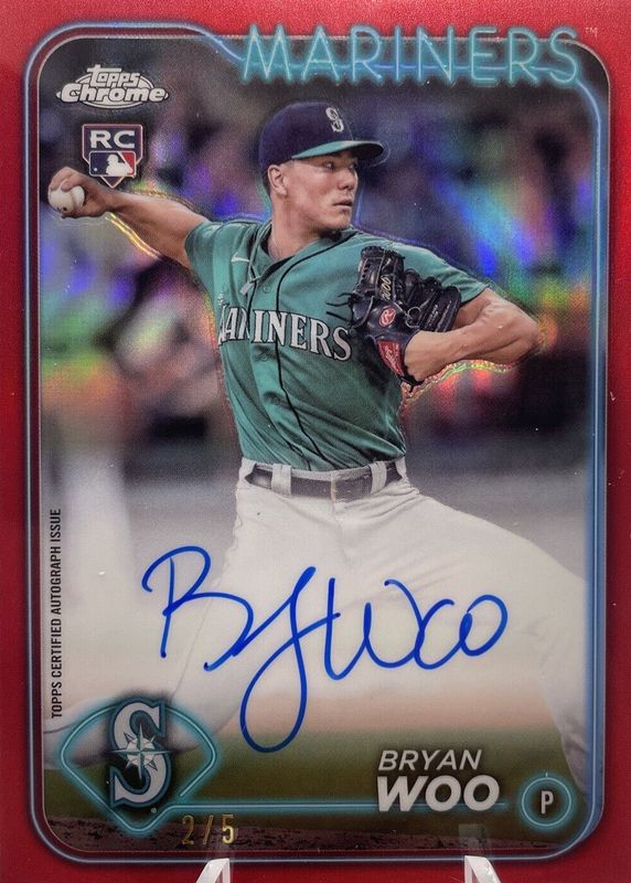 Bryan Woo 2024 Topps Chrome #RA-BWO Rookie Autographs - Red Refractor /5 Rookie SGC 10