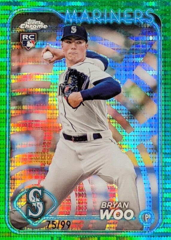 Bryan Woo 2024 Topps Chrome #172 Green Refractor /99 Rookie PSA 10