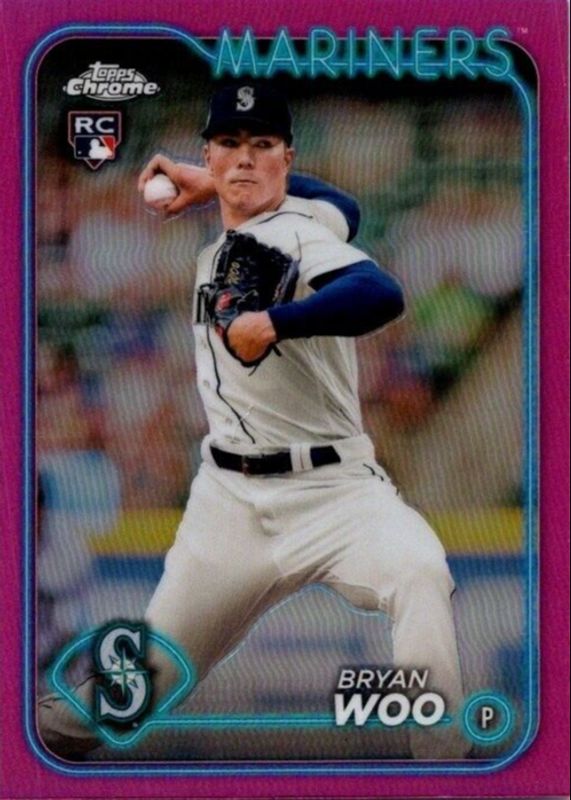 Bryan Woo 2024 Topps Chrome #172 Pink Refractor Rookie RAW