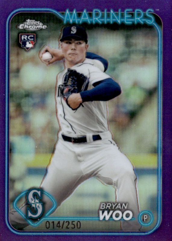 Bryan Woo 2024 Topps Chrome #172 Purple Refractor /250 Rookie RAW