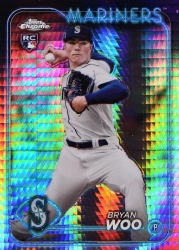 Bryan Woo 2024 Topps Chrome #172 Prism Refractor Rookie RAW