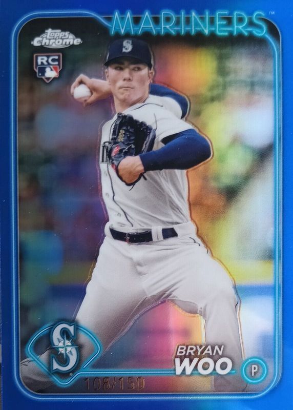 Bryan Woo 2024 Topps Chrome #172 Blue Refractor /150 Rookie RAW