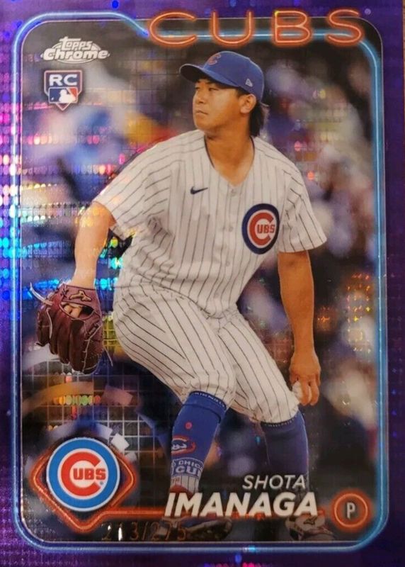 Shota Imanaga 2024 Topps Chrome #121 Purple Sonar Refractor /275 Rookie PSA 10