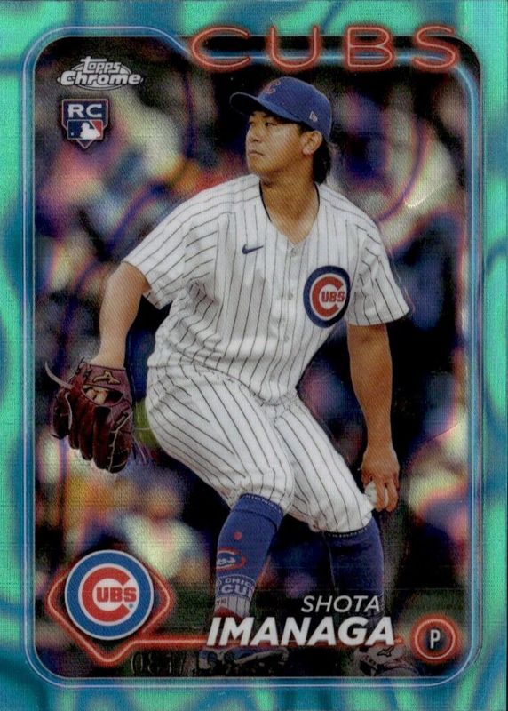 Shota Imanaga 2024 Topps Chrome #121 Aqua Lava Refractor /199 Rookie PSA 8