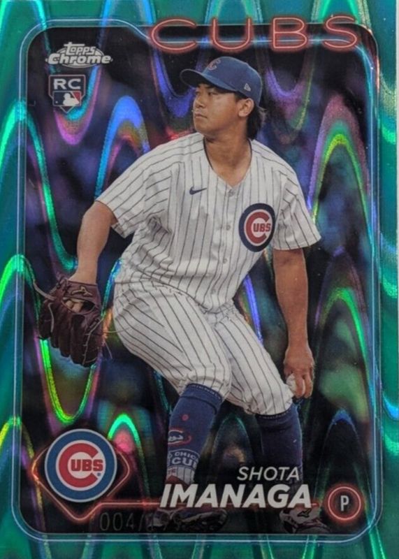 Shota Imanaga 2024 Topps Chrome #121 Aqua RayWave Refractor /199 Rookie PSA 10