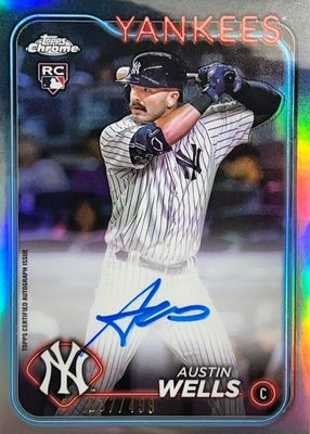 Austin Wells 2024 Topps Chrome Black #CBA-AW Autographs Price 