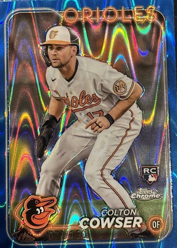 Colton Cowser 2024 Topps Chrome #278 Blue RayWave Refractor /150 Rookie SGC 10