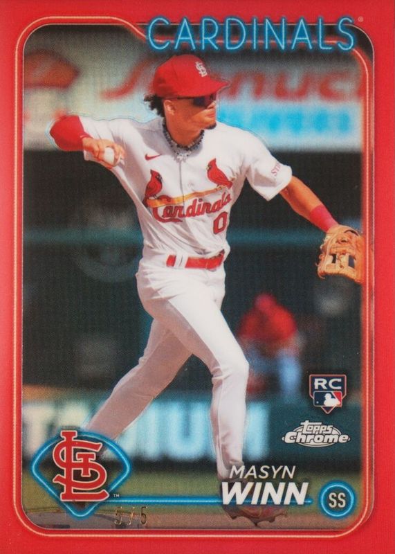 Masyn Winn 2024 Topps Chrome #189 Red Refractor /5 Rookie PSA 10