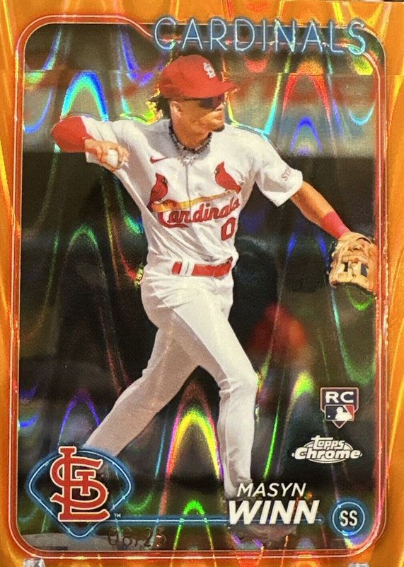 Masyn Winn 2024 Topps Chrome #189 Orange Wave Refractor /25 Rookie RAW