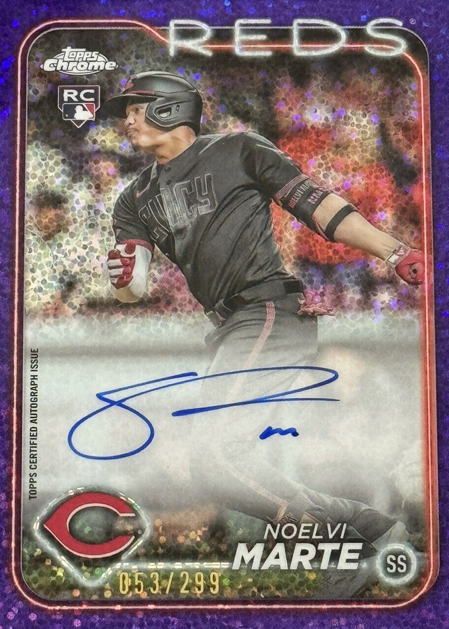 Noelvi Marte 2024 Topps Chrome #RA-NM Rookie Autographs - Purple 