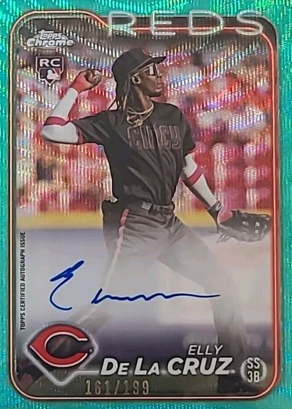 Elly De La Cruz 2024 Topps Chrome #RA-EDLC Rookie Autographs - Aqua Wave Refractor /199 Rookie RAW