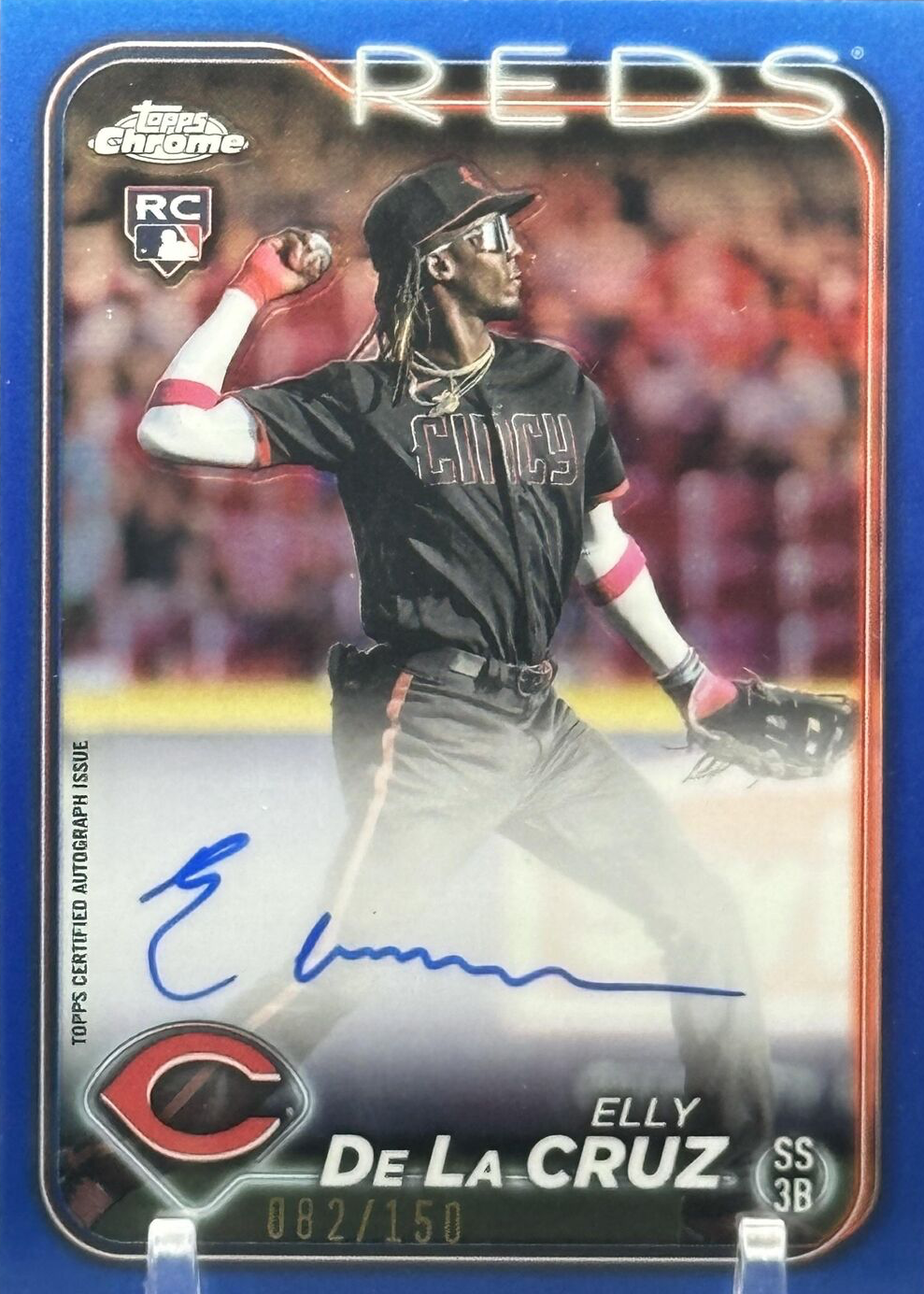 2024 Topps #141 Elly De La Cruz, Reds RC- Blue foil 975/999 Parallel
