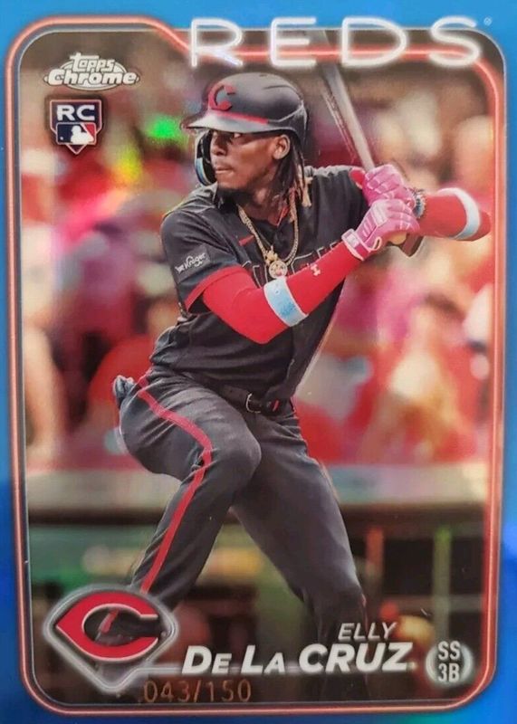 Elly De La Cruz 2024 Topps Chrome #44 Blue Refractor /150 Rookie SGC 10