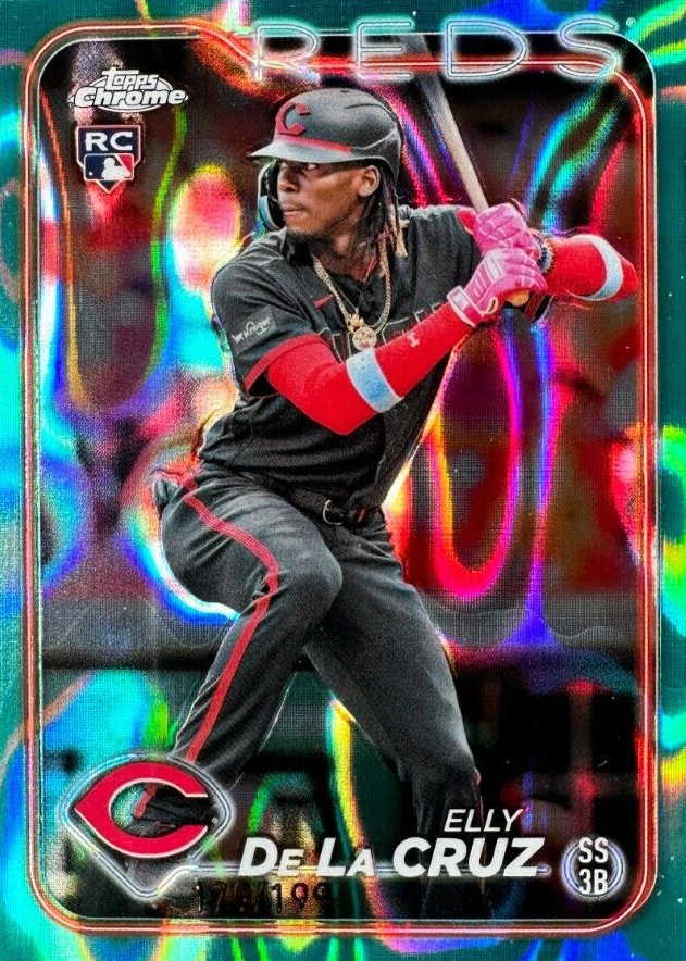 Elly De La Cruz 2024 Topps Chrome #44 Aqua Lava Refractor /199