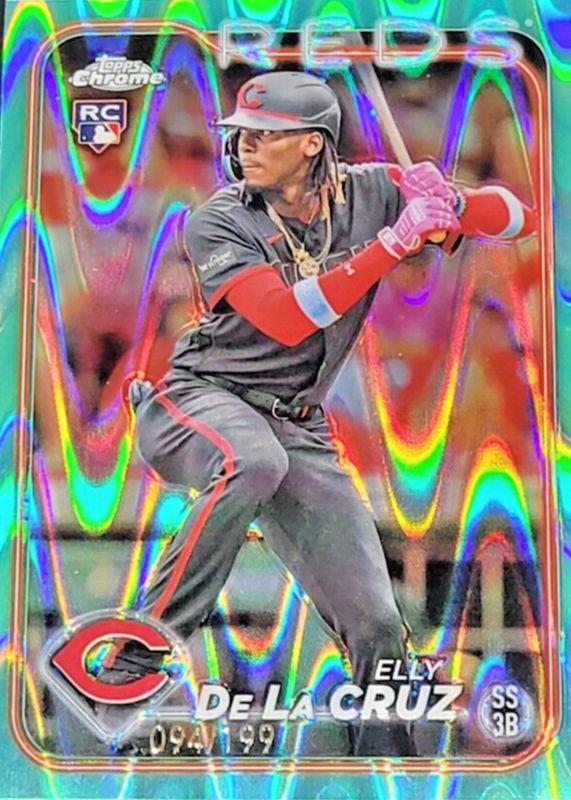 Elly De La Cruz 2024 Topps Chrome #44 Aqua RayWave Refractor /199 Rookie BGS 10 PRISTINE