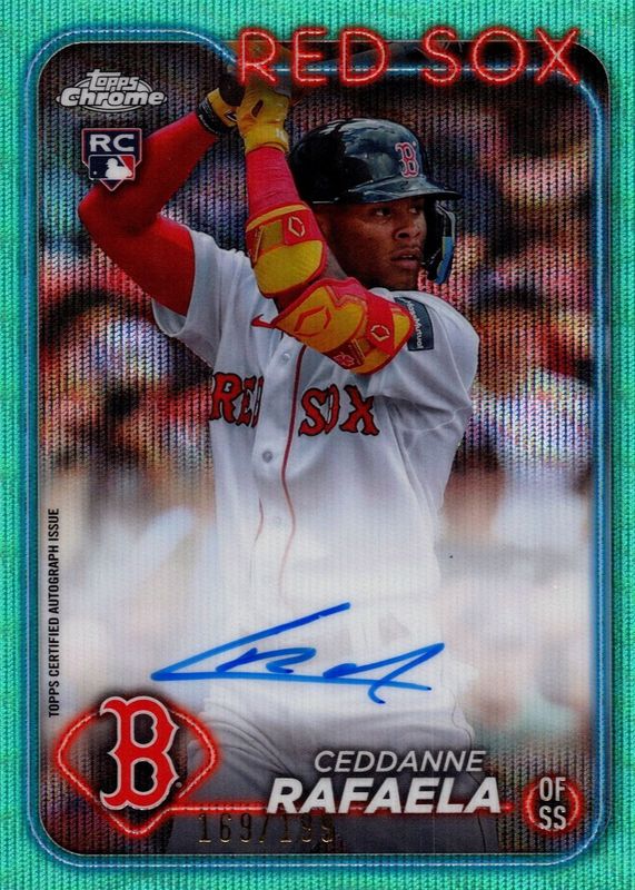 Ceddanne Rafaela 2024 Topps Chrome #RA-CR Rookie Autographs - Aqua Wave Refractor /199 RAW