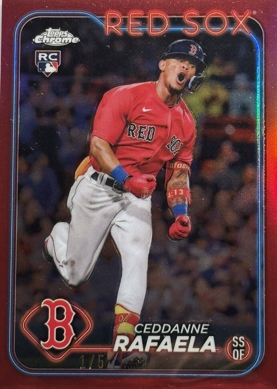 Ceddanne Rafaela 2024 Topps Chrome #118 Red Refractor /5 Rookie PSA 10